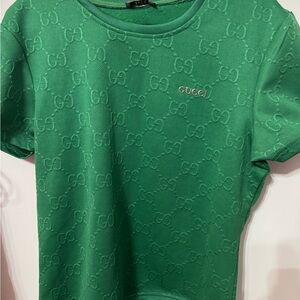 Women's Green Monogram Tee and shorts set